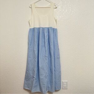 Maternity Dress White and Blue Striped Sleeveless Maxi Dress